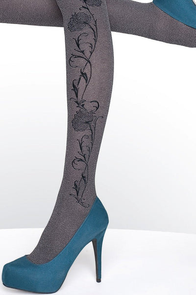 Stylish Samira Melange Tights with floral pattern, perfect for fall, by Fiore, elevate any outfit effortlessly.