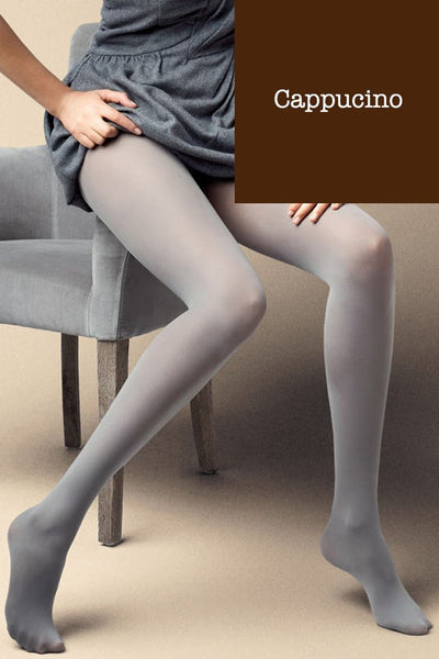 Stylish Cappucino Satin 40 Den Opaque Microfiber Tights in 27 Colors, perfect for any occasion from Veneziana.