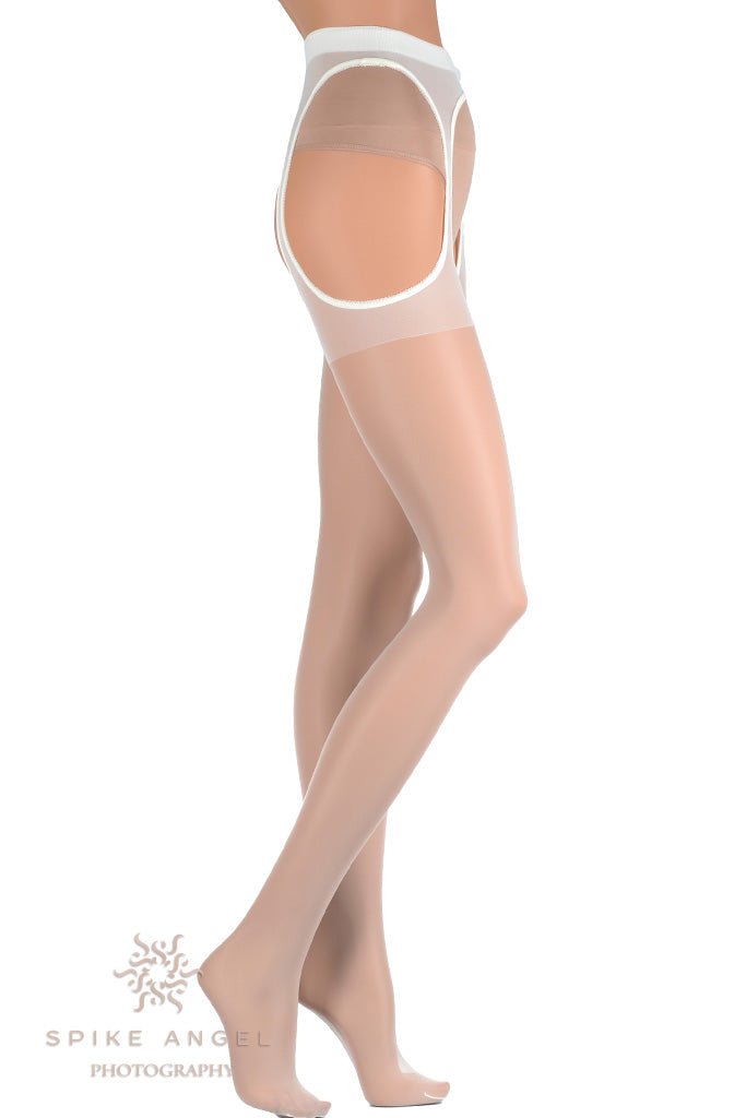 Elevate your allure with Scandal 20 Den Strip Panty Suspender Pantyhose, perfect for seductive nights.