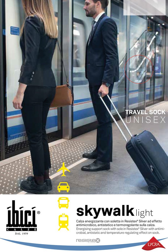 Skywalk Light Compression Socks 11-14 mmHg 15-19 hPa by Ibici with Supplex® yarn for travel and fitness comfort