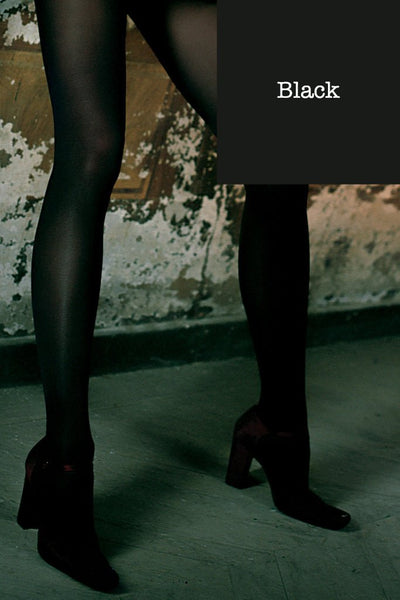 Trasparenze Sophie 70 Den Semi-Opaque Color Tights (A to O) in black with silk-soft, dense fabric for chilly weather.