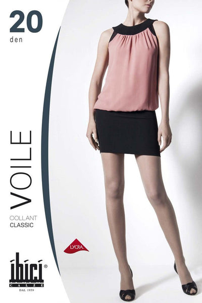 Voile 20 Sheer Pantyhose by Ibici features luxury 20 denier sheer to waist with LYCRA for day and night wear.